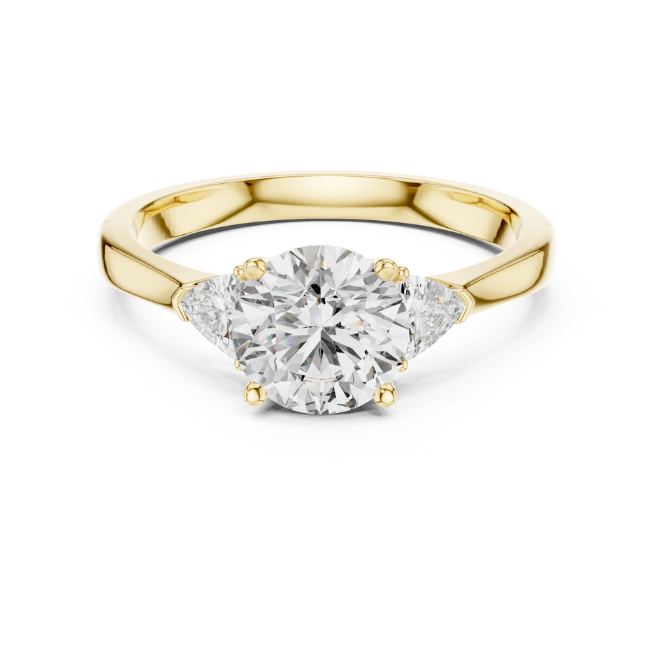 1.00 Ct Round-Trillion Cut Three-Stone Lab Grown Diamond Solitaire Ring