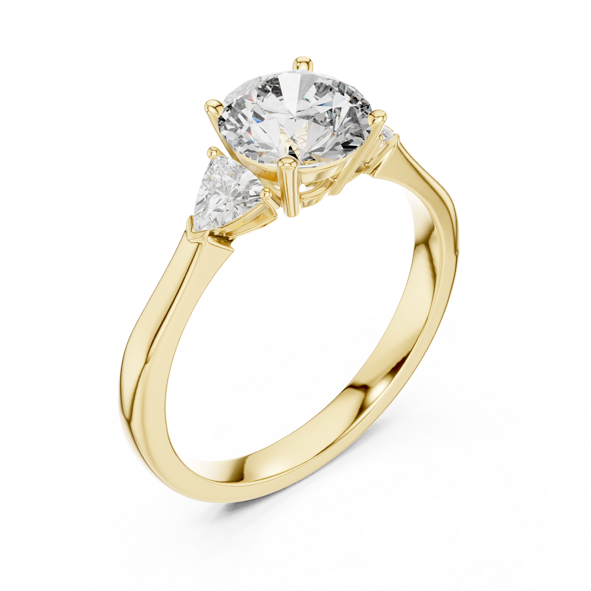 1.00 Ct Round-Trillion Cut Three-Stone Lab Grown Diamond Solitaire Ring