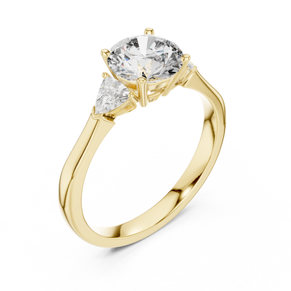 1.00 Ct Round-Trillion Cut Three-Stone Lab Grown Diamond Solitaire Ring