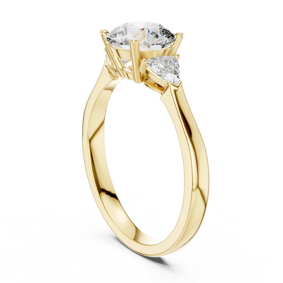 1.00 Ct Round-Trillion Cut Three-Stone Lab Grown Diamond Solitaire Ring