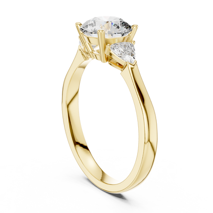 1.00 Ct Round-Trillion Cut Three-Stone Lab Grown Diamond Solitaire Ring