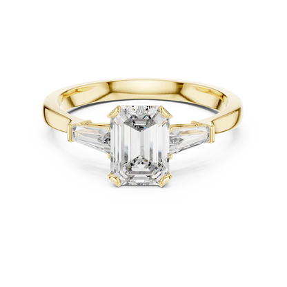 1.00 Ct Emerald-Baguette Cut Three-Stone Lab Grown Diamond Solitaire Ring