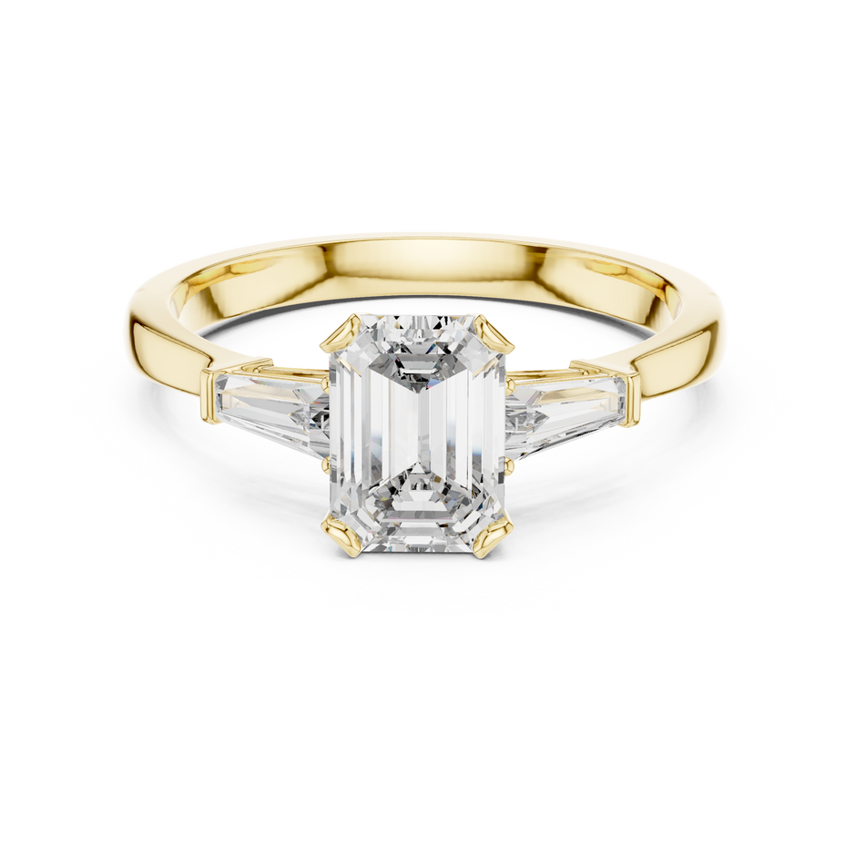 1.00 Ct Emerald-Baguette Cut Three-Stone Lab Grown Diamond Solitaire Ring
