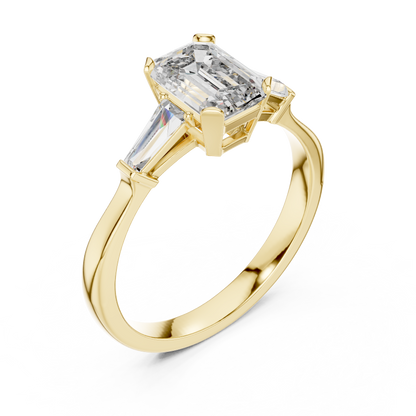 1.00 Ct Emerald-Baguette Cut Three-Stone Lab Grown Diamond Solitaire Ring