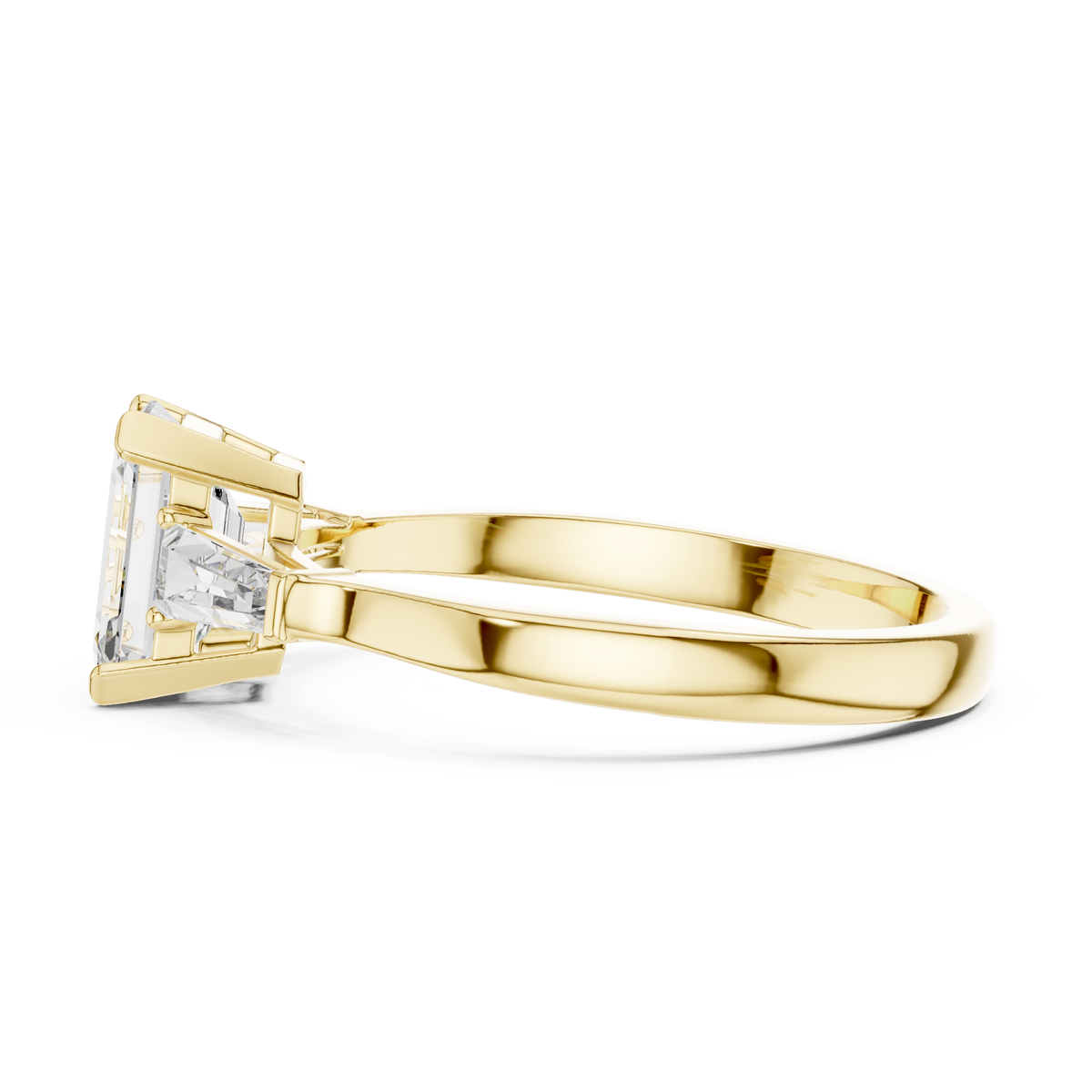 1.00 Ct Emerald-Baguette Cut Three-Stone Lab Grown Diamond Solitaire Ring