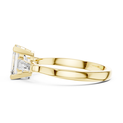 1.00 Ct Emerald-Baguette Cut Three-Stone Lab Grown Diamond Solitaire Ring