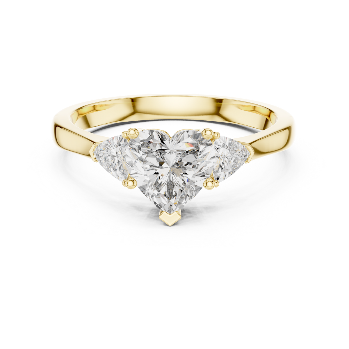 1.00 Ct Heart-Trillion Cut Three-Stone Lab Grown Diamond Solitaire Ring