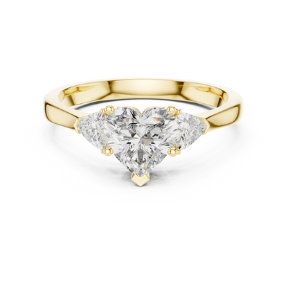 1.00 Ct Heart-Trillion Cut Three-Stone Lab Grown Diamond Solitaire Ring