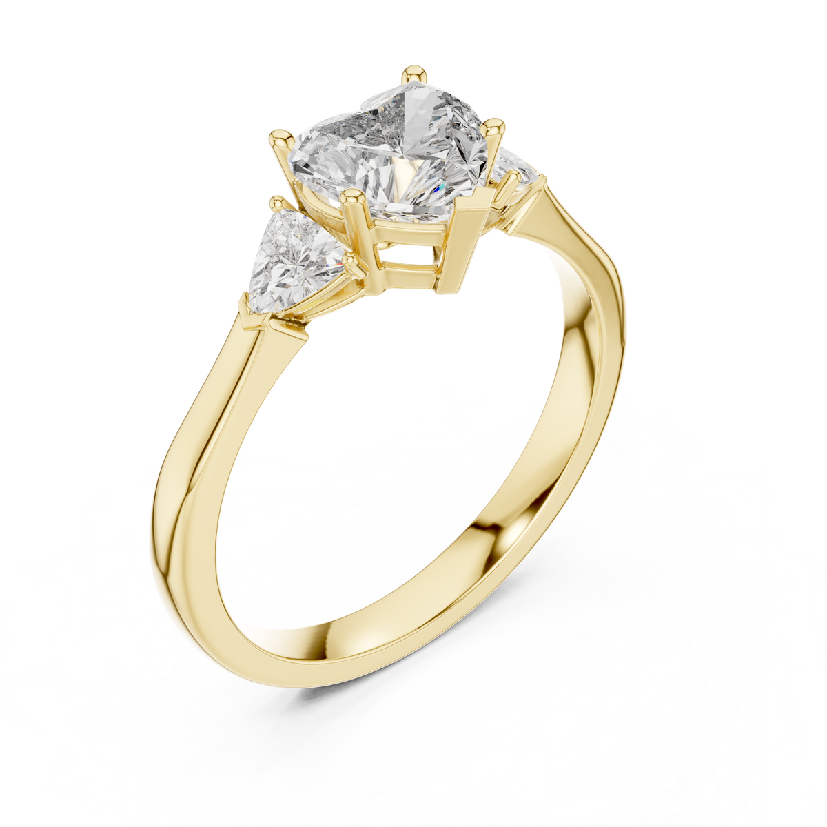 1.00 Ct Heart-Trillion Cut Three-Stone Lab Grown Diamond Solitaire Ring