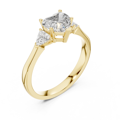 1.00 Ct Heart-Trillion Cut Three-Stone Lab Grown Diamond Solitaire Ring