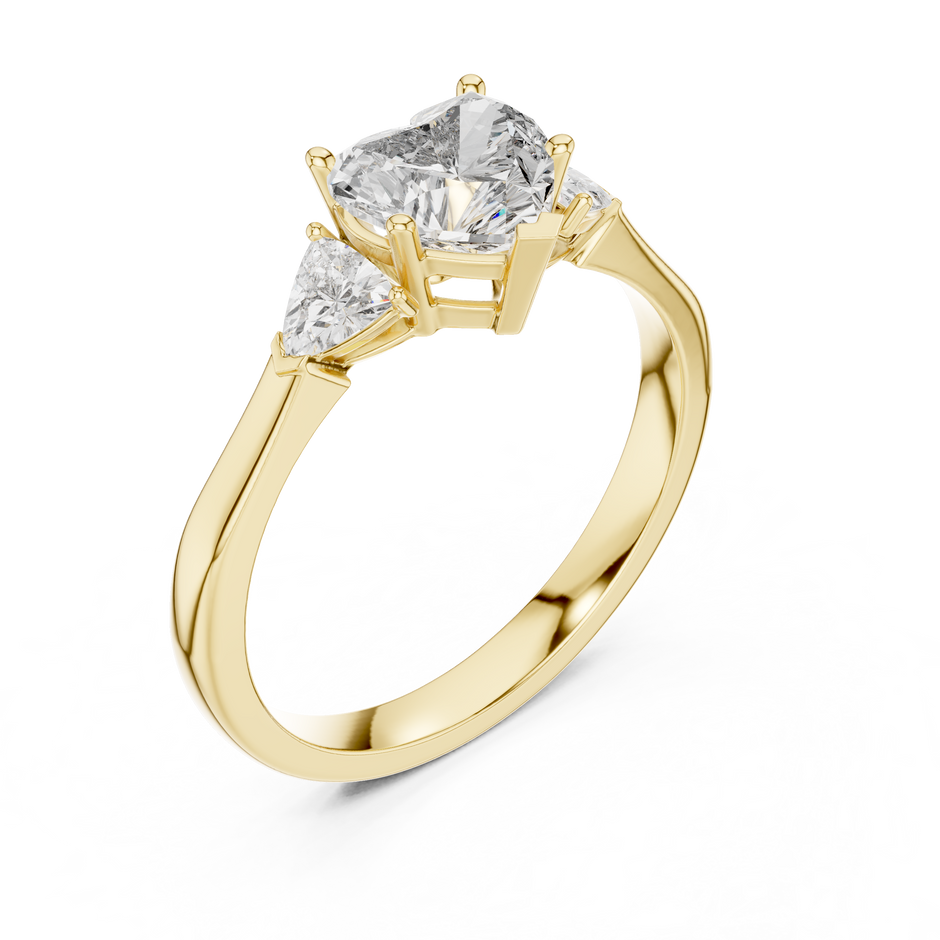 1.00 Ct Heart-Trillion Cut Three-Stone Lab Grown Diamond Solitaire Ring
