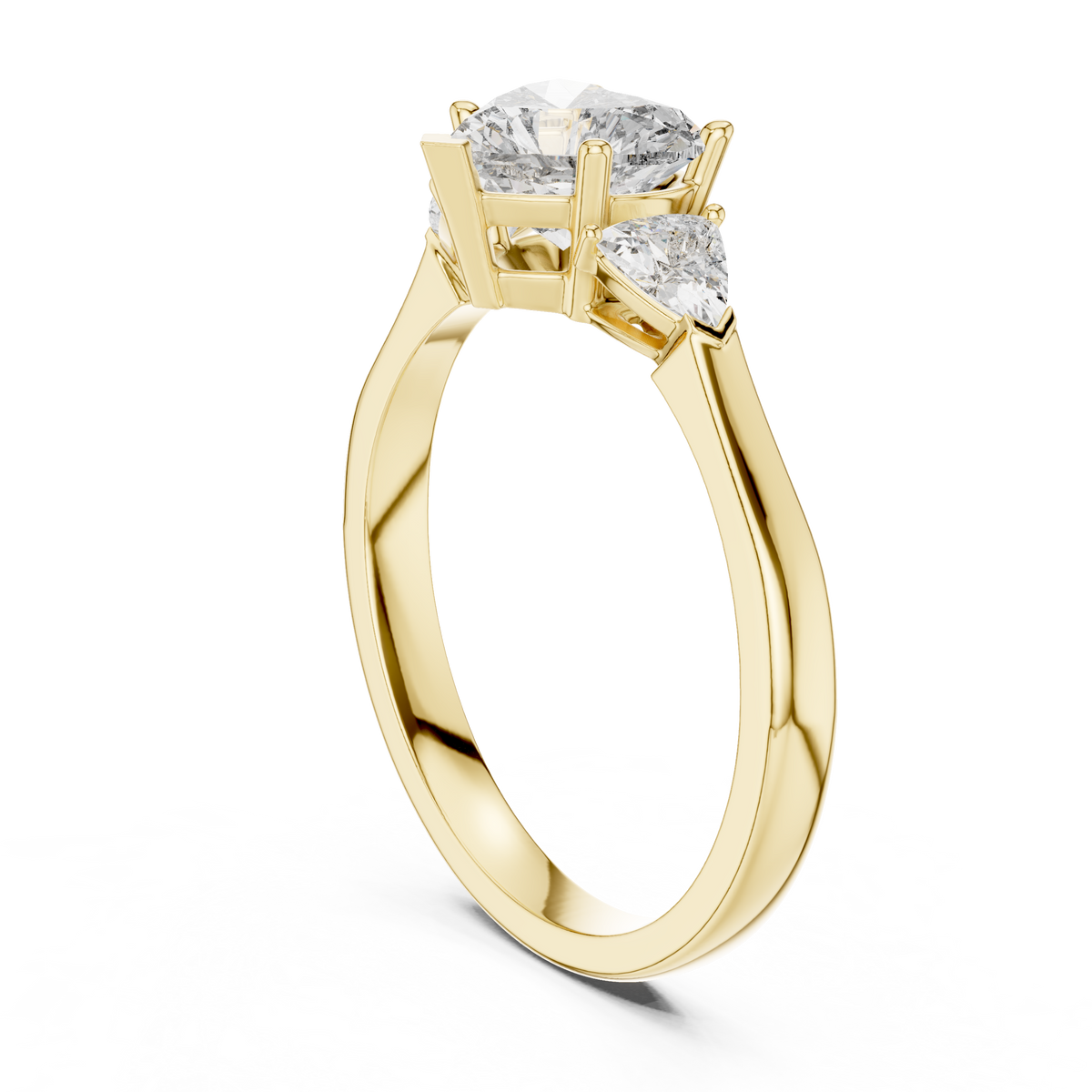 1.00 Ct Heart-Trillion Cut Three-Stone Lab Grown Diamond Solitaire Ring