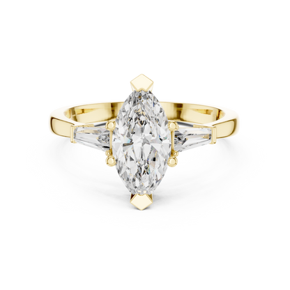 1.10 Ct Marquise-Baguette Cut Three-Stone Lab Grown Diamond Ring