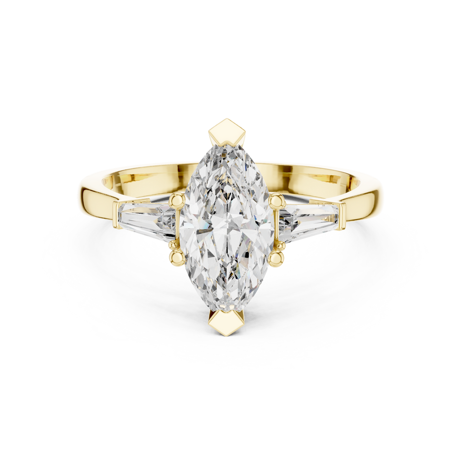 1.10 Ct Marquise-Baguette Cut Three-Stone Lab Grown Diamond Ring