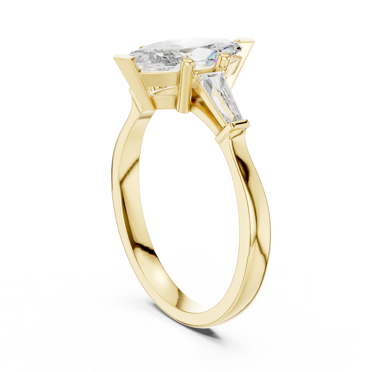 1.10 Ct Marquise-Baguette Cut Three-Stone Lab Grown Diamond Ring
