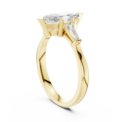 1.10 Ct Marquise-Baguette Cut Three-Stone Lab Grown Diamond Ring