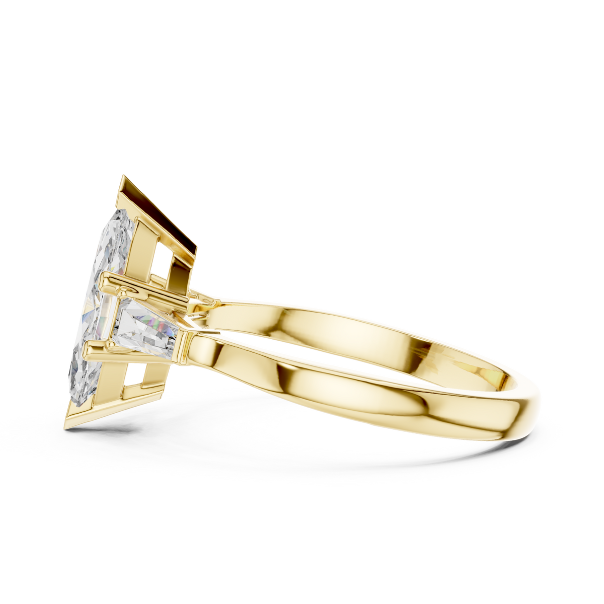 1.10 Ct Marquise-Baguette Cut Three-Stone Lab Grown Diamond Ring