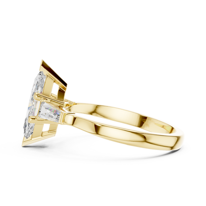 1.10 Ct Marquise-Baguette Cut Three-Stone Lab Grown Diamond Ring