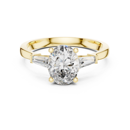 1.10 Ct Oval-Baguette Cut Three-Stone Lab Grown Diamond Solitaire Ring