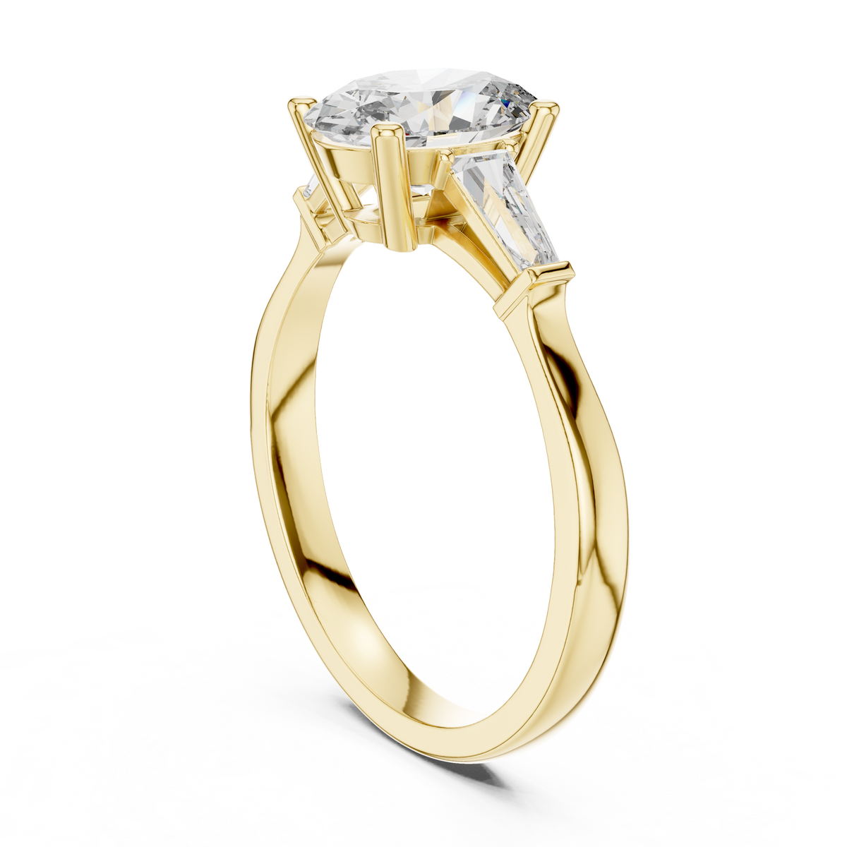 1.10 Ct Oval-Baguette Cut Three-Stone Lab Grown Diamond Solitaire Ring