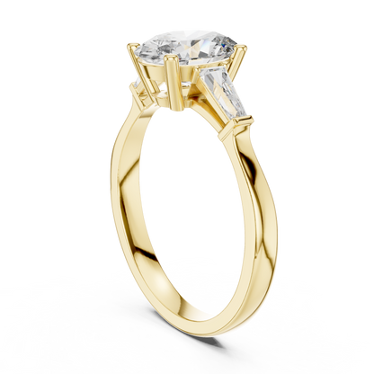 1.10 Ct Oval-Baguette Cut Three-Stone Lab Grown Diamond Solitaire Ring