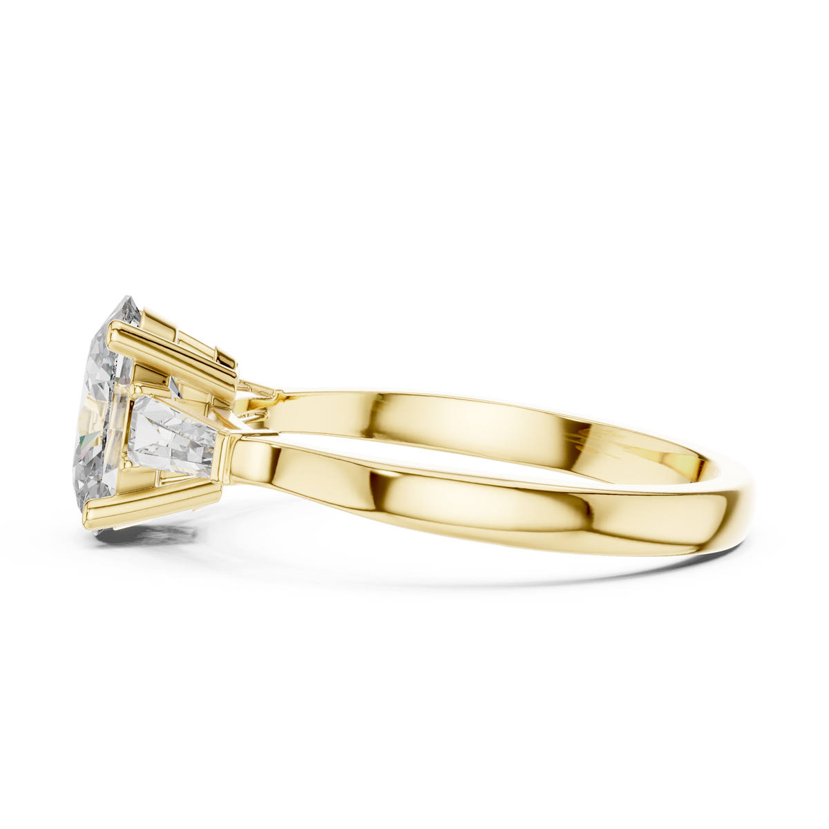 1.10 Ct Oval-Baguette Cut Three-Stone Lab Grown Diamond Solitaire Ring