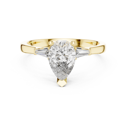 1.00 Ct Pear-Baguette Cut Three-Stone Lab Grown Diamond Solitaire Ring