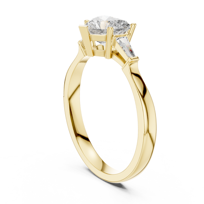 1.00 Ct Heart-Baguette Cut Three-Stone Lab Grown Diamond Solitaire Ring