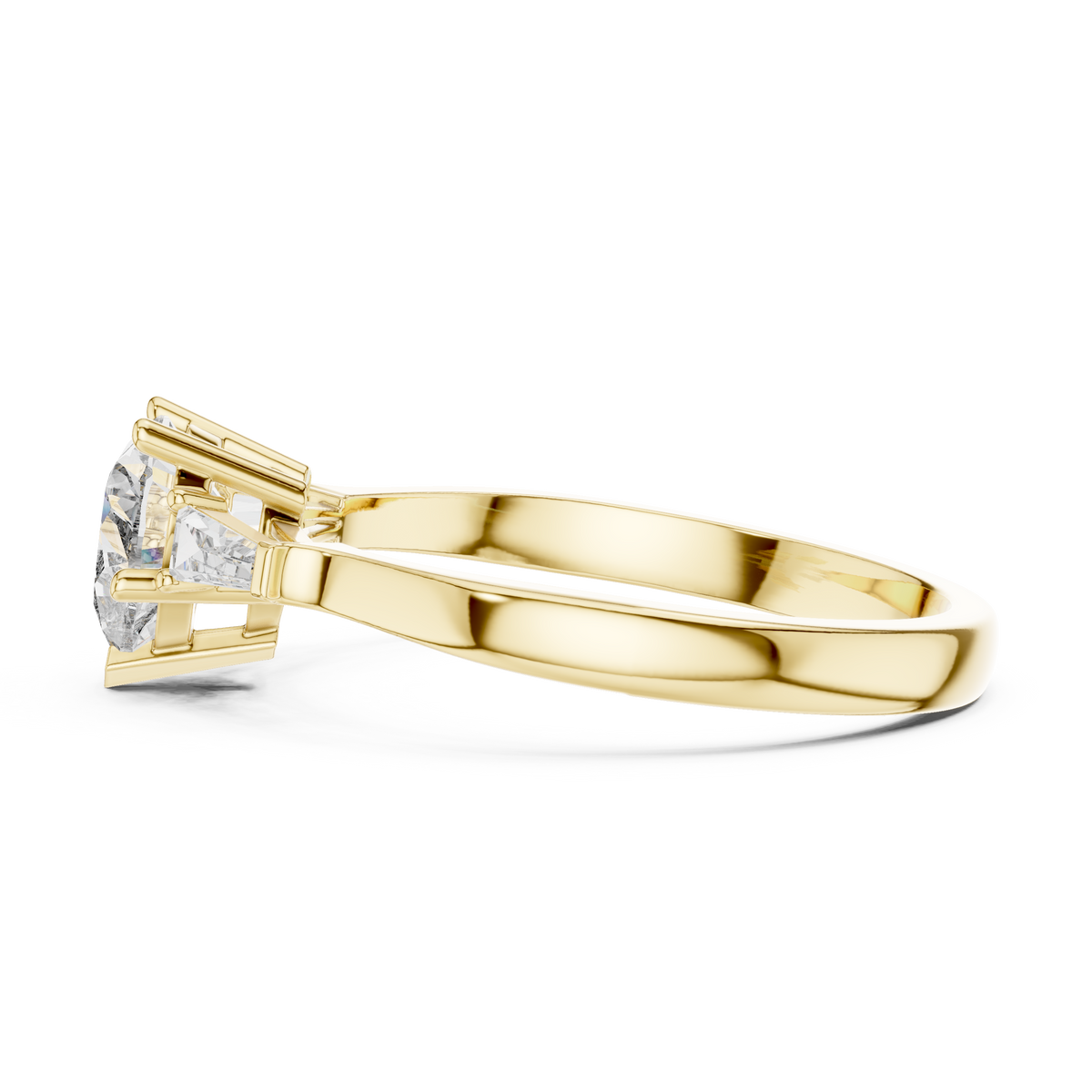 1.00 Ct Heart-Baguette Cut Three-Stone Lab Grown Diamond Solitaire Ring