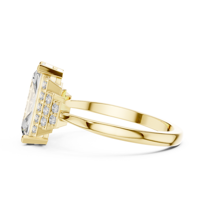 1.80 Ct Emerald Cut Cluster Accented Solitaire Lab Grown Diamond Ring