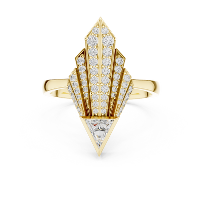 0.25 Ct Trillion Cut Fan Cluster Accented Lab Grown Diamond Ring