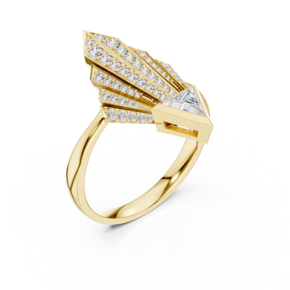 0.25 Ct Trillion Cut Fan Cluster Accented Lab Grown Diamond Ring