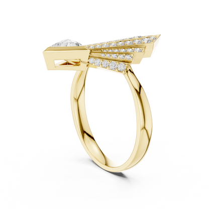 0.25 Ct Trillion Cut Fan Cluster Accented Lab Grown Diamond Ring