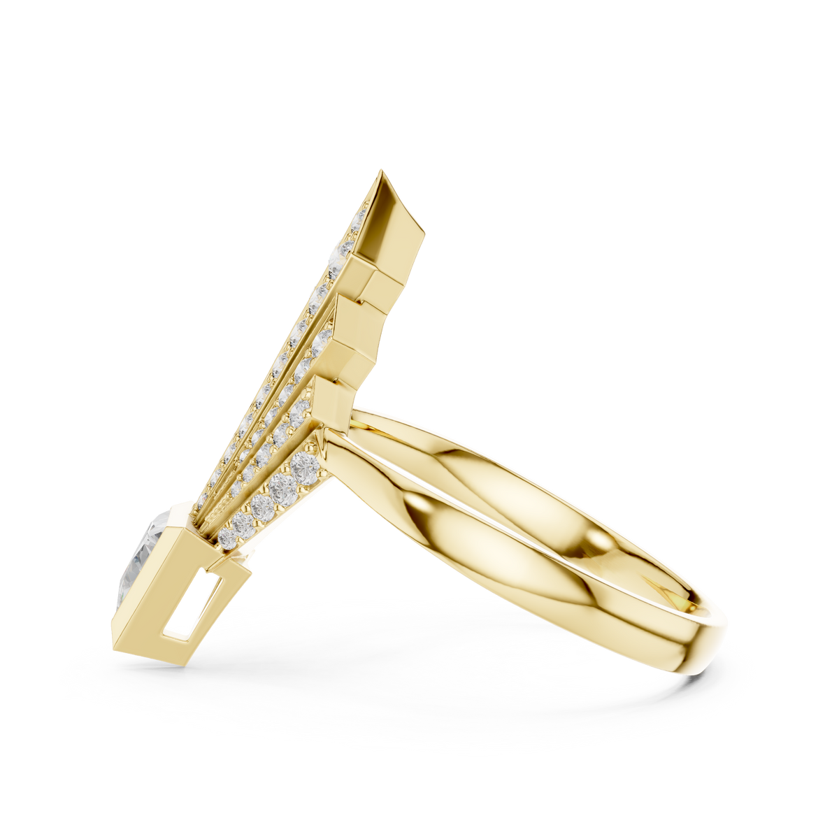 0.25 Ct Trillion Cut Fan Cluster Accented Lab Grown Diamond Ring