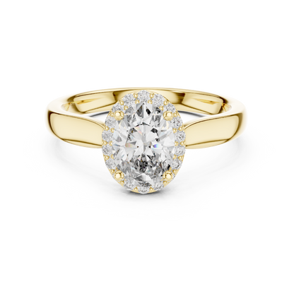 0.70 Ct Oval Cut Halo Solitaire Lab Grown Diamond Ring