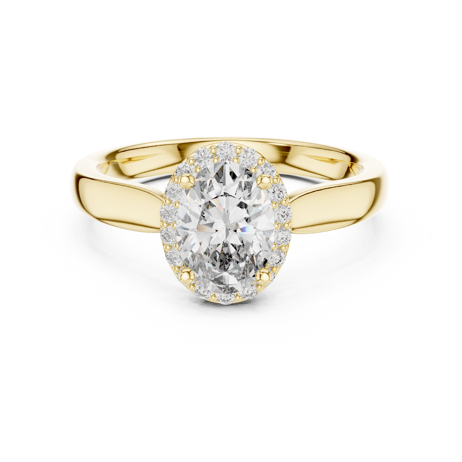 0.70 Ct Oval Cut Halo Solitaire Lab Grown Diamond Ring