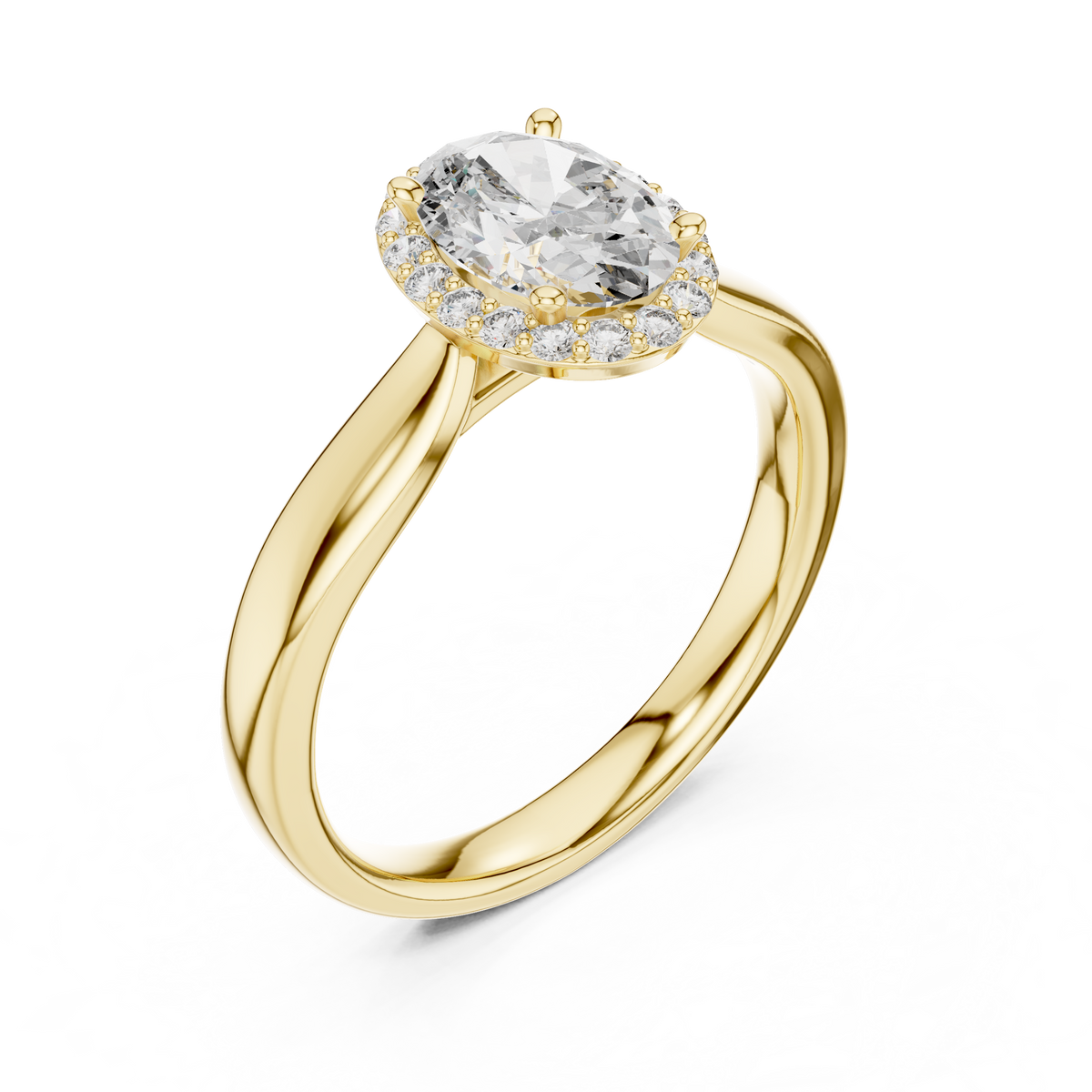 0.70 Ct Oval Cut Halo Solitaire Lab Grown Diamond Ring