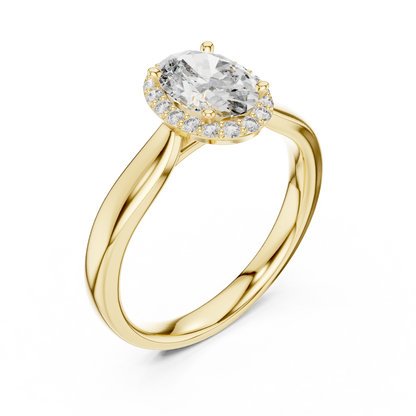 0.70 Ct Oval Cut Halo Solitaire Lab Grown Diamond Ring