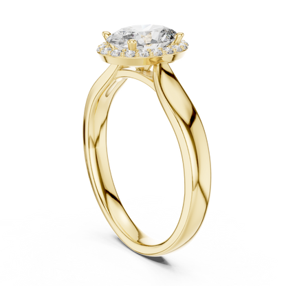 0.70 Ct Oval Cut Halo Solitaire Lab Grown Diamond Ring