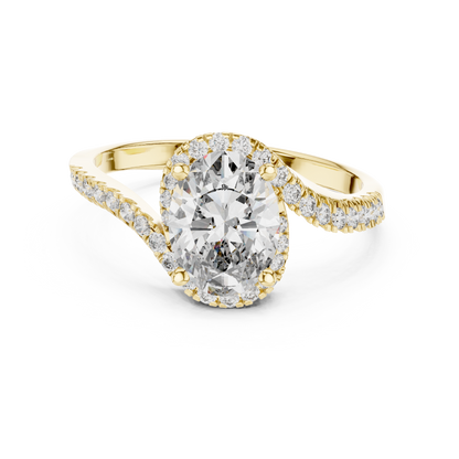 1.00 Ct Oval Cut Halo Pave Set Solitaire Lab Grown Diamond Ring