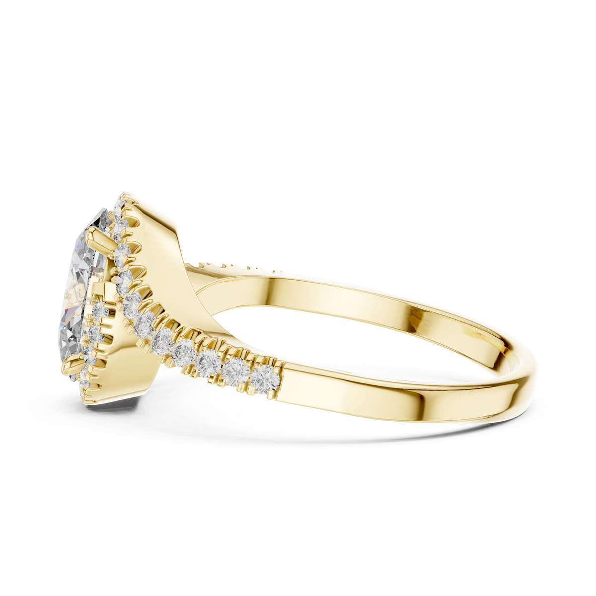 1.00 Ct Oval Cut Halo Pave Set Solitaire Lab Grown Diamond Ring