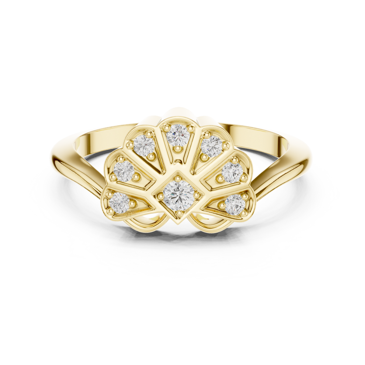 Round Cut Fan Cluster Lab Grown Diamond Ring