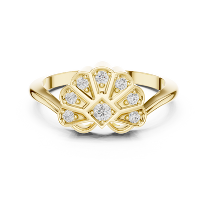 Round Cut Fan Cluster Lab Grown Diamond Ring