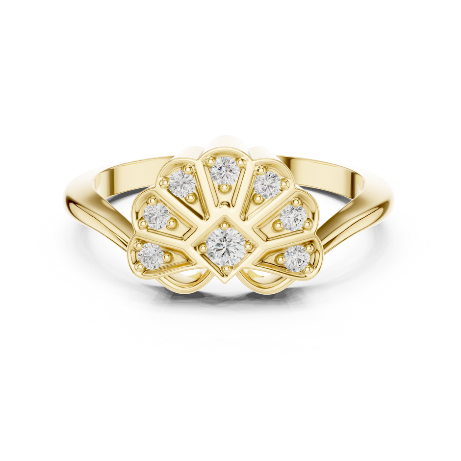 Round Cut Fan Cluster Lab Grown Diamond Ring