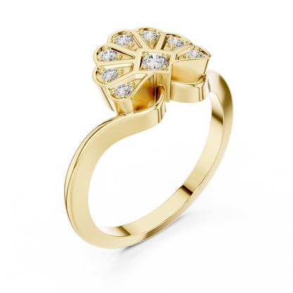 Round Cut Fan Cluster Lab Grown Diamond Ring
