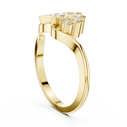 Round Cut Fan Cluster Lab Grown Diamond Ring