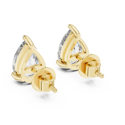1.75ct Each Pear Cut Lab Grown Diamond Three Prong Solitaire Stud Earrings