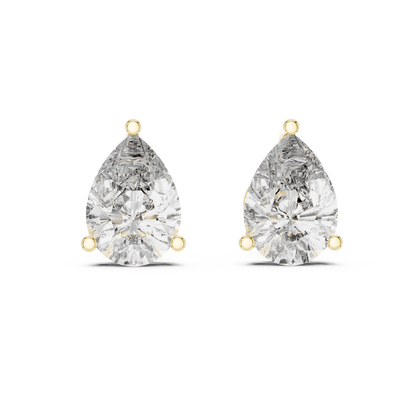 1.75ct Each Pear Cut Lab Grown Diamond Three Prong Solitaire Stud Earrings