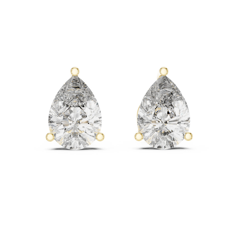 1.75ct Each Pear Cut Lab Grown Diamond Three Prong Solitaire Stud Earrings