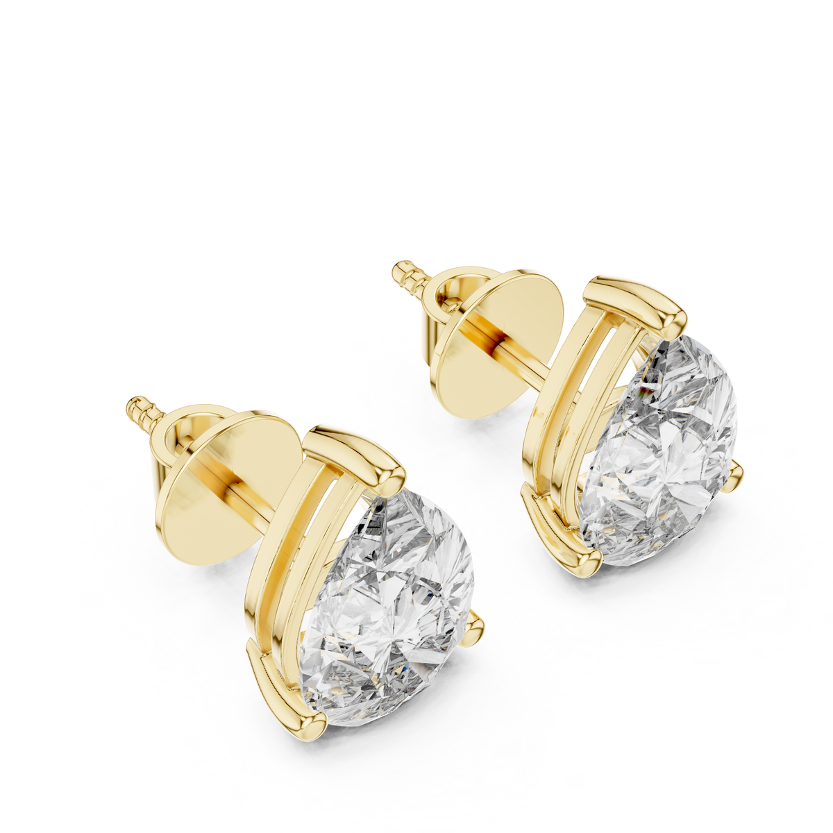1.75ct Each Pear Cut Lab Grown Diamond Three Prong Solitaire Stud Earrings